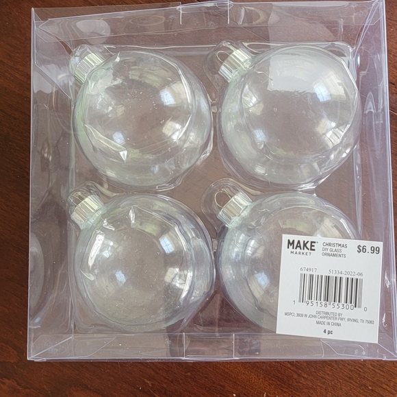 DIY 3" Clear Glass Ornaments-4 pack (Lot of 2) - Picture 3 of 8